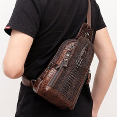 Cool Sling Crossbody Backpack For Men Leather Sling Bag Mens One Shoulder Backpack