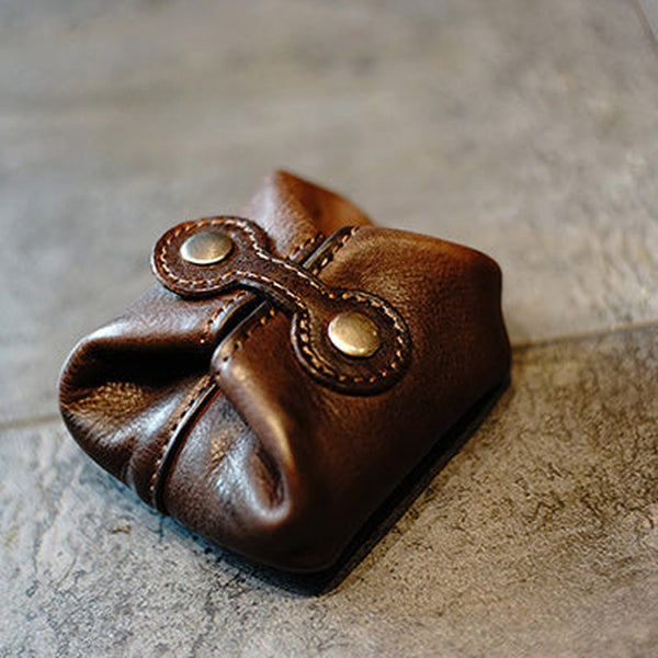 Vintage Women Coffee Leather Coin Pouch Catch All Tray Coin Wallet Change Wallet For Women
