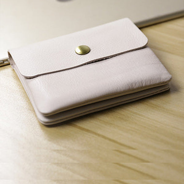 Cute Women White Leather Mini Zip Coin Wallets Change Wallets Slim Billfold Wallet For Women