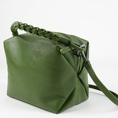 Cute Womens Green Leather Handbag Purse Cube Leather  Shoulder Bag Crossbody Purse for Ladies