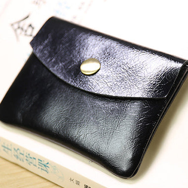 Cute Women Black Leather Mini Card Wallet Coin Wallets Slim Change Wallets For Women