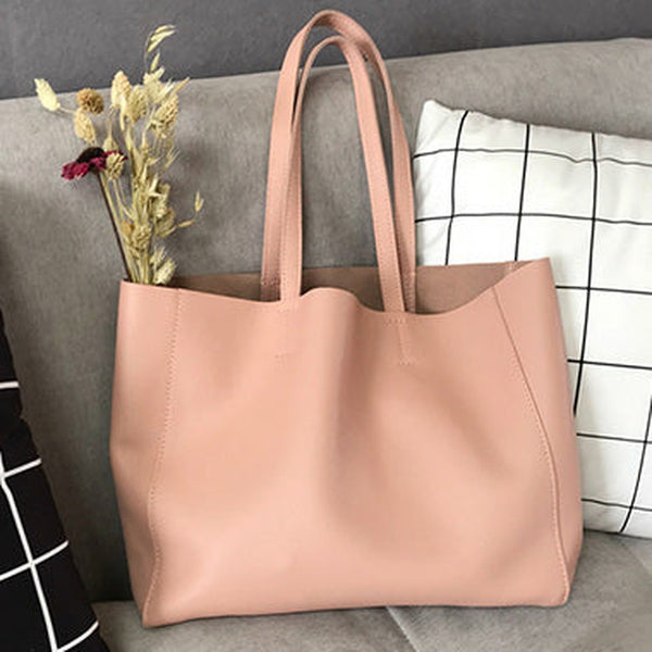 Fashion Womens Pink Leather Tote Bags Pink Shoulder Tote Bags Handbags Totes For Women
