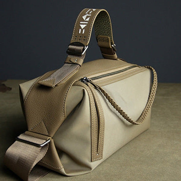 Cute Womens Khaki NYLON Handbag Purse Cube NYLON Shoulder Bag Crossbody Purse for Ladies