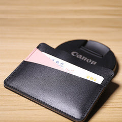 Slim Women Black&Pink Leather Card Wallet Minimalist Card Holder Wallet For Women
