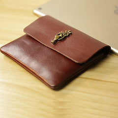 Cute Women Brown Leather Mini Coin Wallet Love Bird Change Wallet For Women