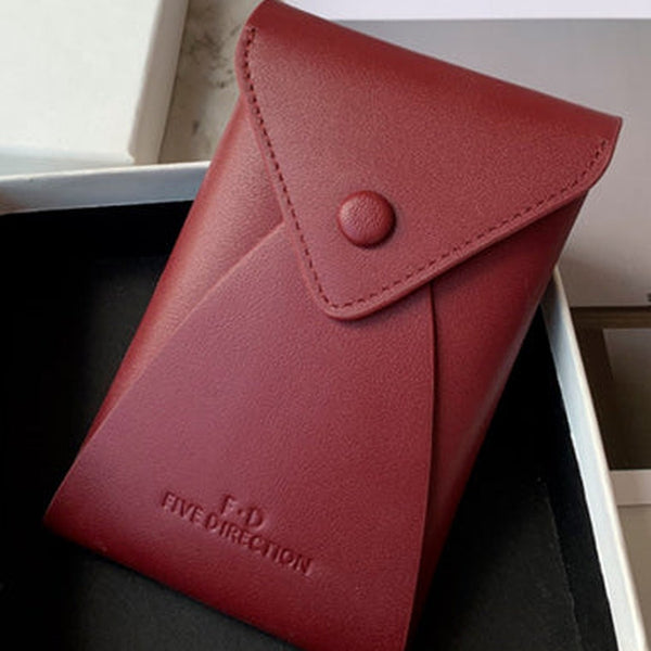 Cute Women Red Leather Slim Key Wallet Keychain with Wallet Coin Change Wallet For Women