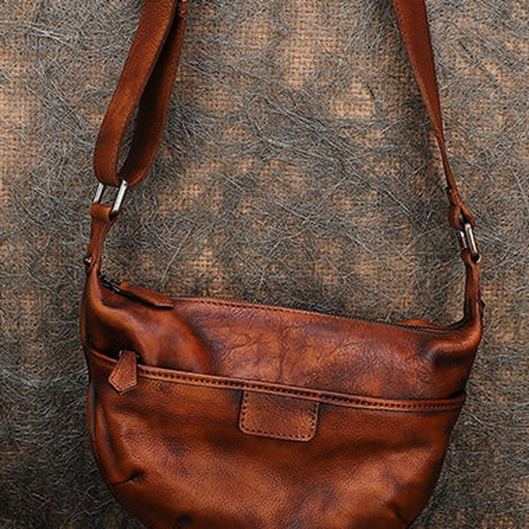 Brown Leather Womens Saddle Shoulder Bags Saddle Vintage Crossbody Purse for Women