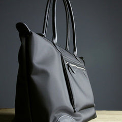Womens Black Nylon Shoulder Tote Large Black Nylon Handbag Purse for Ladies