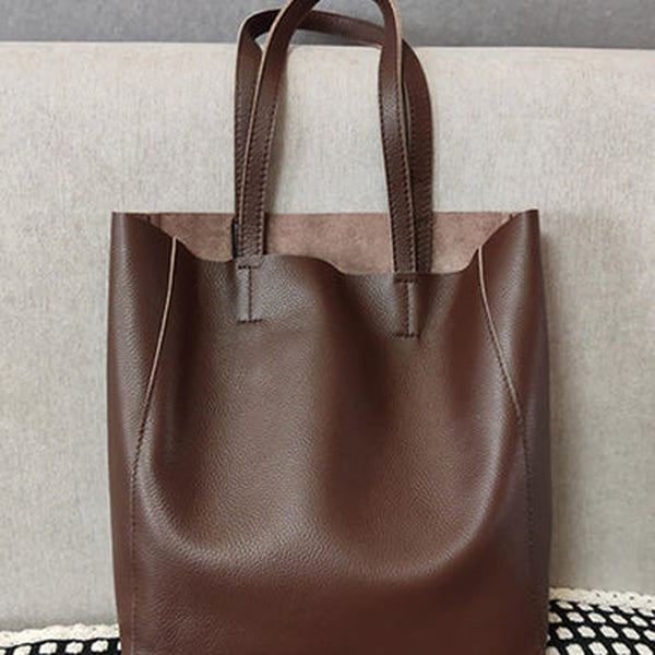 Fashion Womens Coffee Leather Oversize Tote Bags Coffee Shoulder Tote Bag Handbag Tote For Women