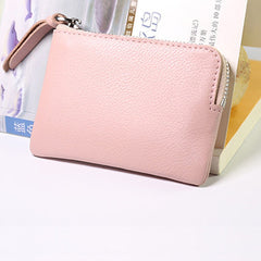 Cute Women Leather Mini Zip Coin Wallet Pink Coin Wallets Small Slim Zip Change Wallet For Women