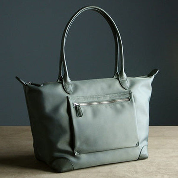 Womens Dark Gray Nylon Shoulder Tote Large Dark Gray Nylon Handbag Purse for Ladies