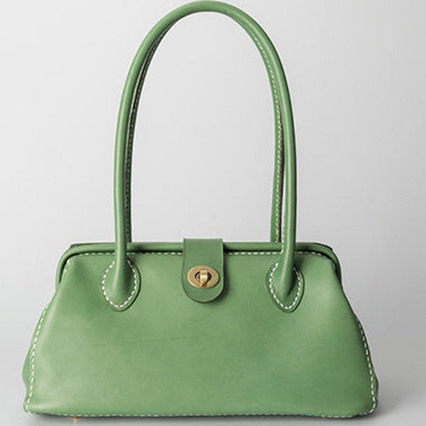 Handmade Womens Leather Doctor Handbag Purse Green Shoulder Bag Doctor Bags for Women