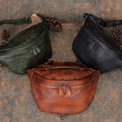 Vintage Leather Waist Bag Fanny Pack Vintage Handmade Hip Packs for Men