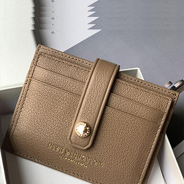 Cute Women Coffee Sheepskin Card Holder Slim Card Wallet Coffee Small Card Holder Credit Card Holder For Women
