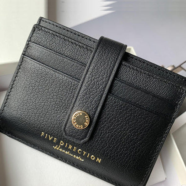 Cute Women Black Sheepskin Card Holder Slim Card Wallet Black Small Card Holder Credit Card Holder For Women
