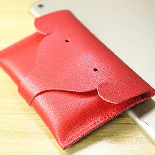 Cute Elephant Women Red Leather Coin Wallet Change Wallet Slim Elephant Coin Wallet For Women