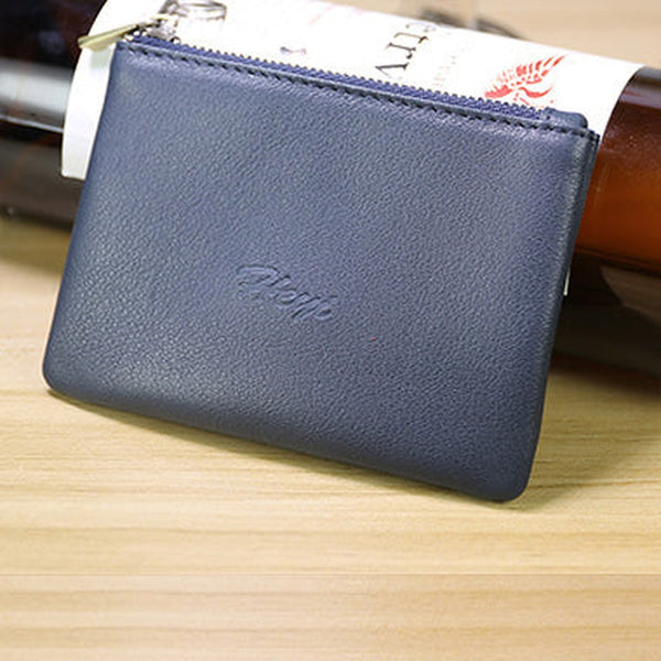 Cute Women Navy Leather Mini Zip Coin Wallet Change Wallet Zipper Change Wallet For Women
