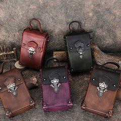 Leather Womens Small Box Shoulder Bag Cube Small Handmade Handbag Purse for Ladies