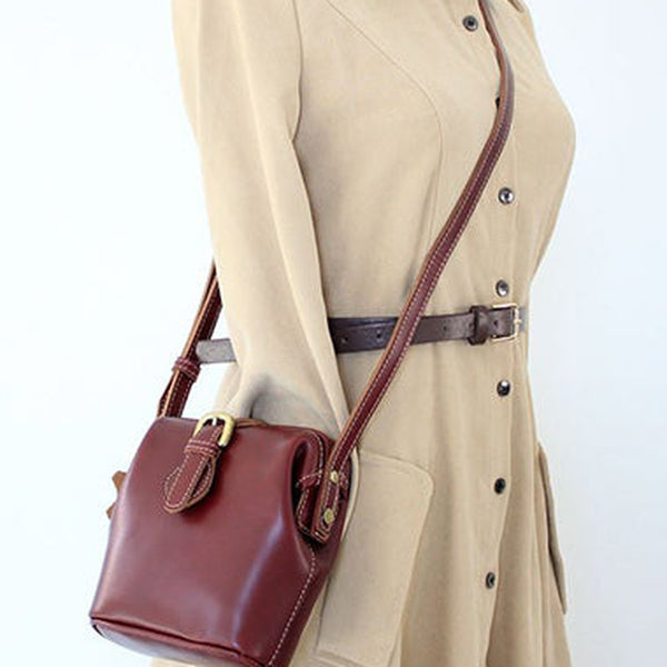 Handmade Womens Red Leather Doctor Shoulder Purses Red Doctor Crossbody Purses for Women