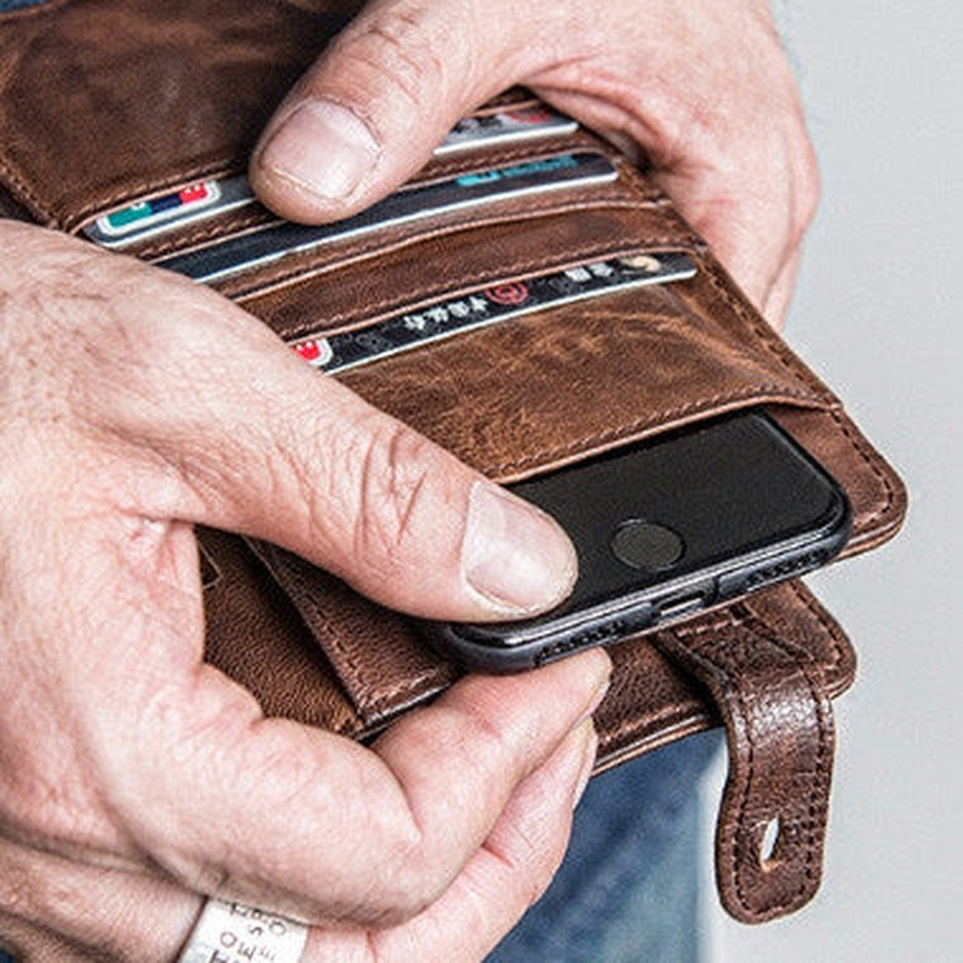 Cool Mens Bifold Leather Wallet With Pen Holder Leather Wallet With Phone Pocket