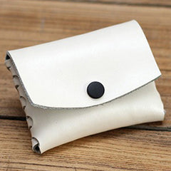 Cute Leather Card Holders White Women Coin Wallets Handmade Card Wallet For Women