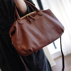 Classic Coffee Leather Large Work Shoulder Bag Women Large Work Handbag for Women