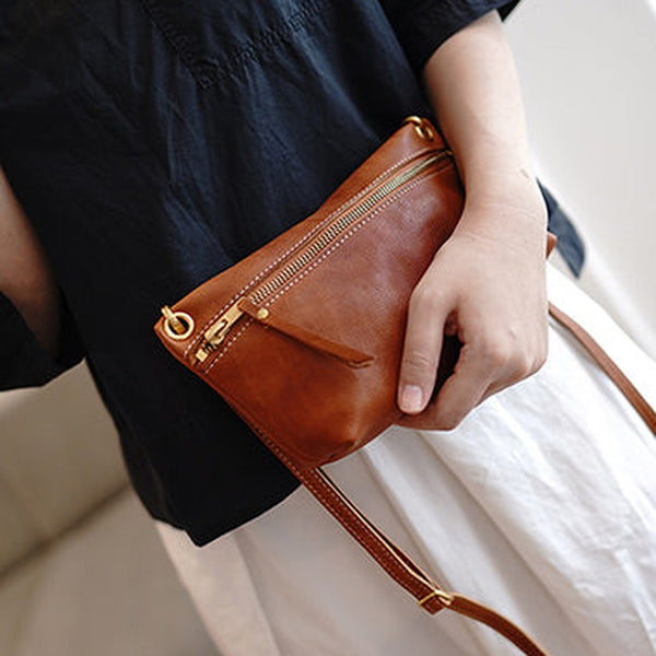 Brown Leather Small Shoulder Bag Trendy Women Brown Crossbody Purse for Women