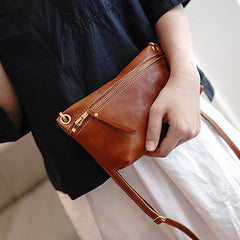 Brown Leather Small Shoulder Bag Trendy Women Brown Crossbody Purse for Women