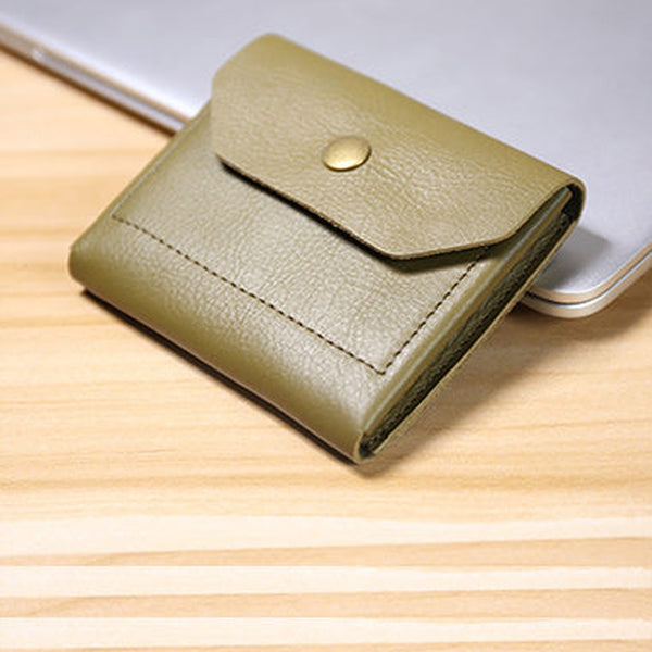 Cute Women Green Leather Billfold Card Wallet Coin Wallets Mini Change Wallets For Women