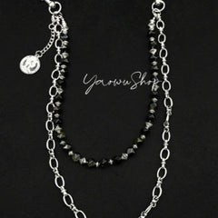 Beaded Wallet Chain Black Turquoise Stone Wallet Chain Double Jean Chain
