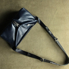 Stylish Men Dark Blue Leather Shoulder Purse Side Bag Leather Messenger Bag for Men