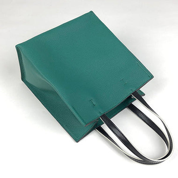 Cute Womens Green Leather Tote Bag Best Tote Handbag Small Shopper Bag Purse for Ladies