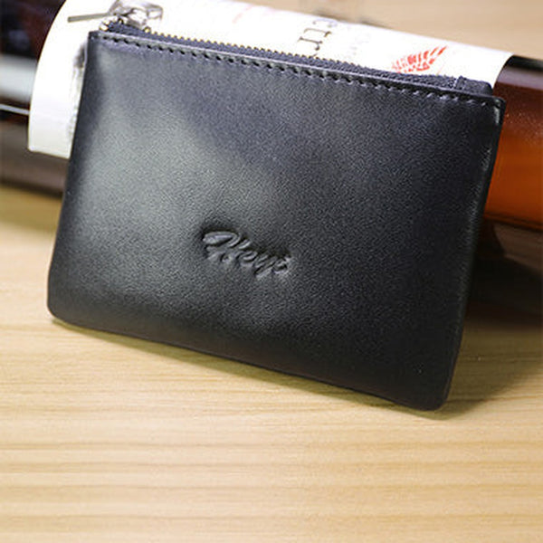 Cute Women Black Leather Mini Zip Coin Wallet Change Wallet Zipper Change Wallet For Women