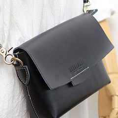 Cute LEATHER Small Side Bag Black WOMEN SHOULDER BAG Small Handmade Crossbody Purse FOR WOMEN