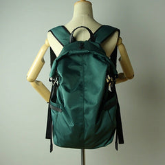 Womens Nylon Large Backpack Purse Dark Green Nylon Travel Backpack School Rucksack for Ladies