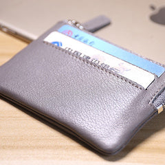 Cute Women Gray Leather Mini Card Wallet Coin Wallets Slim Change Wallets For Women