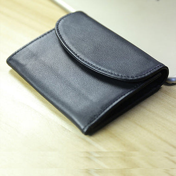 Women Black Leather Mini Billfold Wallet Cute Coin Wallets Slim Change Wallets For Women