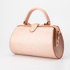 Handmade Womens Beige Leather Doctor Handbag Purse Small Side Bag Doctor Bags for Women
