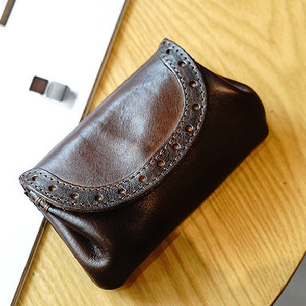 Vintage Women Coffee Leather Billfold Wallet Lace Coin Wallet Change Wallet For Women