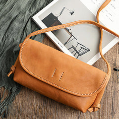 Cute Tan Leather Small Crossbody bag for Women Leather Small Shoulder Bag for Women