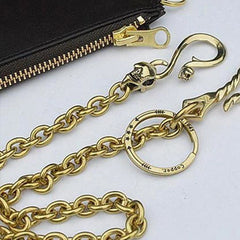 Badass Gold Brass Long Mens 18'' Biker Wallet Chain Biker Pants Chain Trucker Wallet Chain for Men