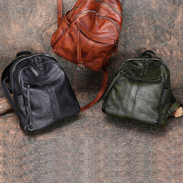 Handmade Leather Backpacks Womens Best School Rucksack Ladies Leather Backpack Purses