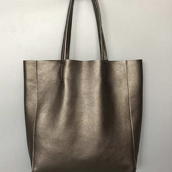 Fashion Womens Bronze Silver Leather Oversize Tote Bags Gold Shoulder Tote Bag Handbag Tote For Women