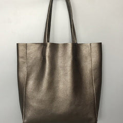 Fashion Womens Bronze Silver Leather Oversize Tote Bags Gold Shoulder Tote Bag Handbag Tote For Women