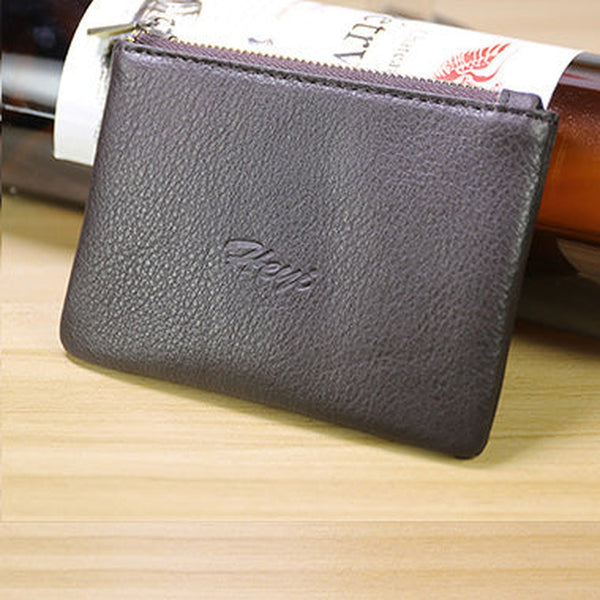 Cute Women Coffee Leather Mini Zip Coin Wallet Change Wallet Zipper Change Wallet For Women