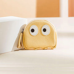 Cutest Women Yellow Leather Pac-Man Coin Wallet Small Keychain with Wallet Change Wallet For Women