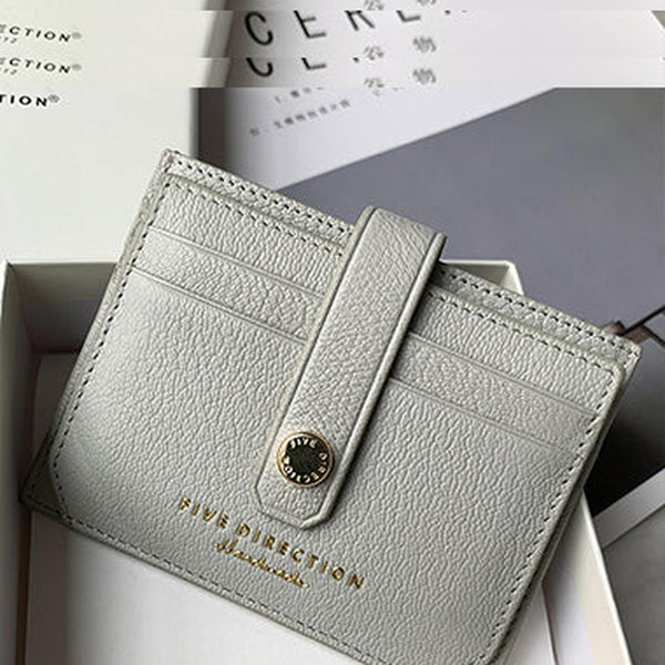 Cute Women Gray Sheepskin Card Holder Slim Card Wallet Gray Small Card Holder Credit Card Holder For Women