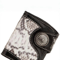Biker Chain Wallet Handmade Leather Wallet Biker Wallet Snake Skin Wallet Cool Wallets for Men