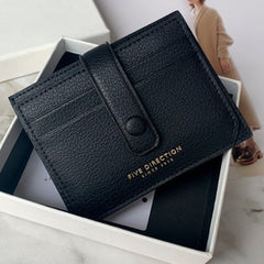 Cute Women Black Vegan Leather Small Card Holder Card Wallets Slim Card Holders Credit Card Holder For Women