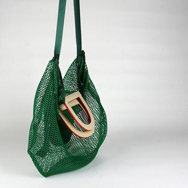 Womens Green Net Polyester Leather Tote Handbag Purse Polyester Tote Shoulder Bag Purse for Ladies